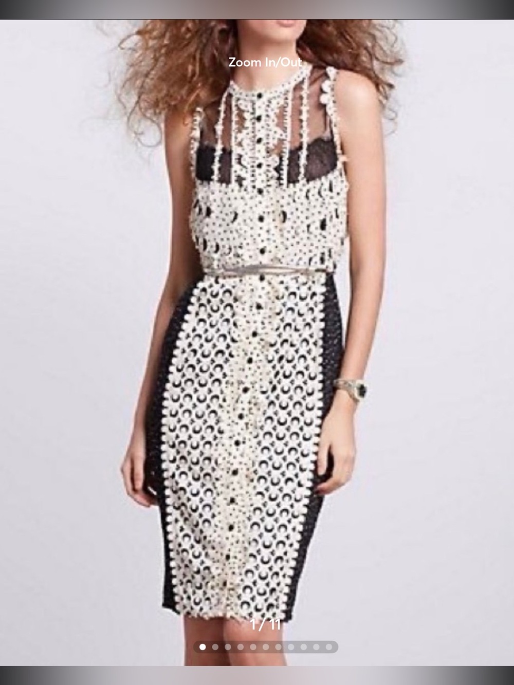 Byron Lars laser cut dress size 8 p petite black and cream